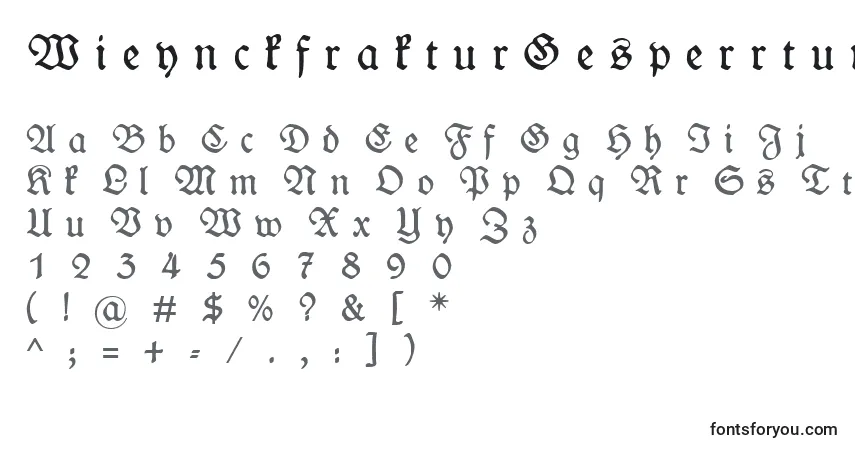 Czcionka WieynckfrakturGesperrtunz1l – alfabet, cyfry, specjalne znaki