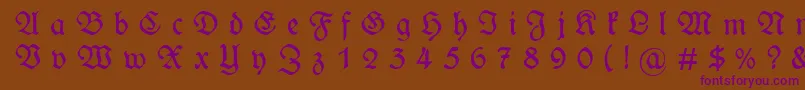 WieynckfrakturGesperrtunz1l Font – Purple Fonts on Brown Background