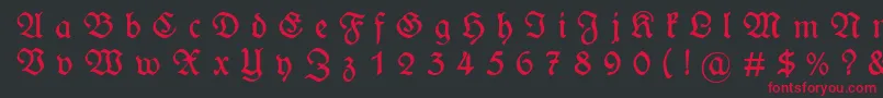 フォントWieynckfrakturGesperrtunz1l – 黒い背景に赤い文字