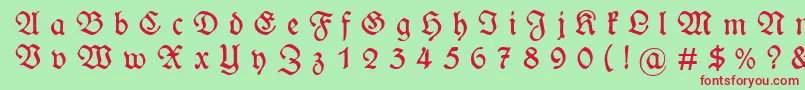 WieynckfrakturGesperrtunz1l Font – Red Fonts on Green Background