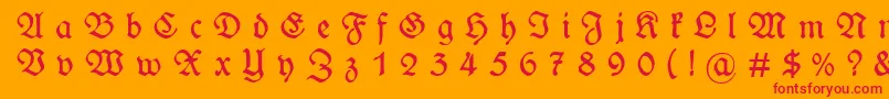 WieynckfrakturGesperrtunz1l Font – Red Fonts on Orange Background