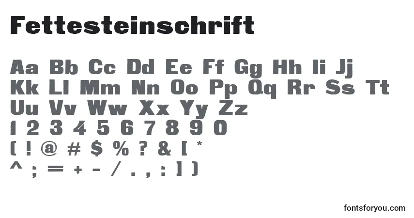 Fettesteinschrift-fontti – aakkoset, numerot, erikoismerkit