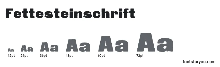 Размеры шрифта Fettesteinschrift