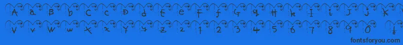 Ha-Schriftart – Schwarze Schriften auf blauem Hintergrund