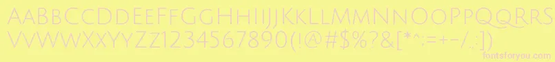 JuliussansoneRegular-fontti – vaaleanpunaiset fontit keltaisella taustalla