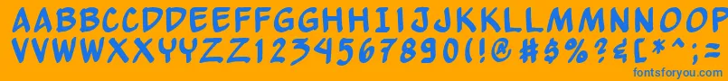 Yewbn-Schriftart – Blaue Schriften auf orangefarbenem Hintergrund