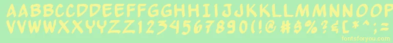 フォントYewbn – 黄色の文字が緑の背景にあります