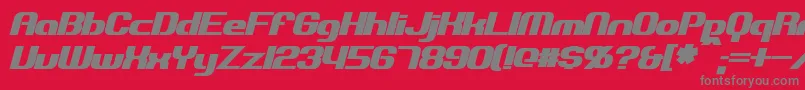 ExplorienBoldItalic-Schriftart – Graue Schriften auf rotem Hintergrund
