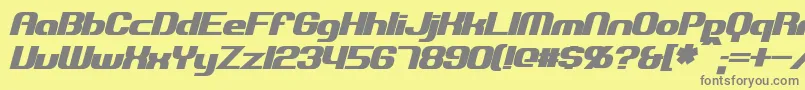 ExplorienBoldItalic-Schriftart – Graue Schriften auf gelbem Hintergrund