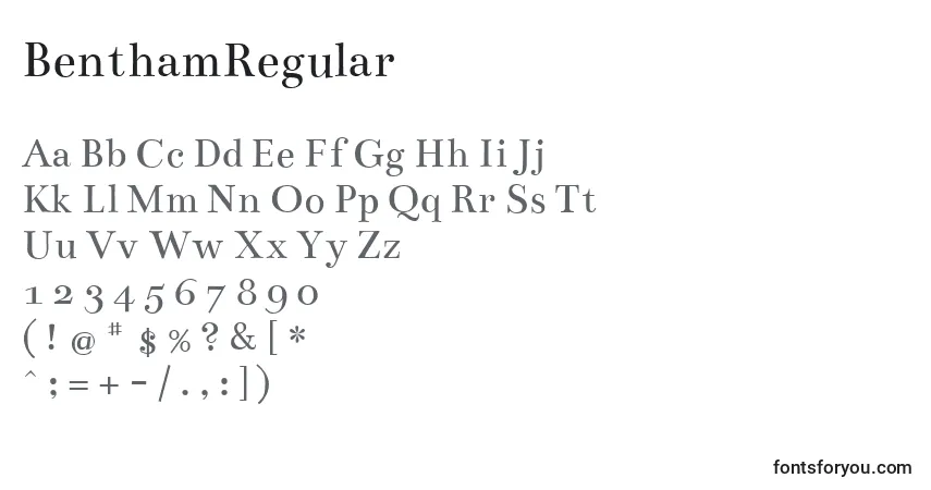 Шрифт BenthamRegular – алфавит, цифры, специальные символы