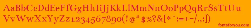 BenthamRegular-Schriftart – Rote Schriften auf orangefarbenem Hintergrund