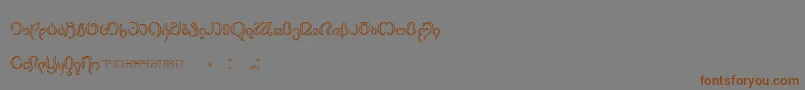 フォントThimfora – 茶色の文字が灰色の背景にあります。