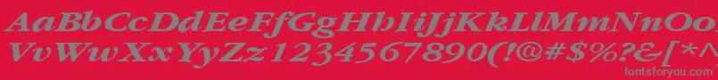 GarnetbroadBoldItalic-Schriftart – Graue Schriften auf rotem Hintergrund