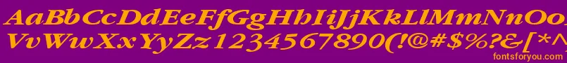 GarnetbroadBoldItalic-fontti – oranssit fontit violetilla taustalla
