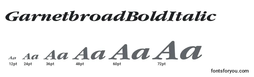 GarnetbroadBoldItalic Font Sizes