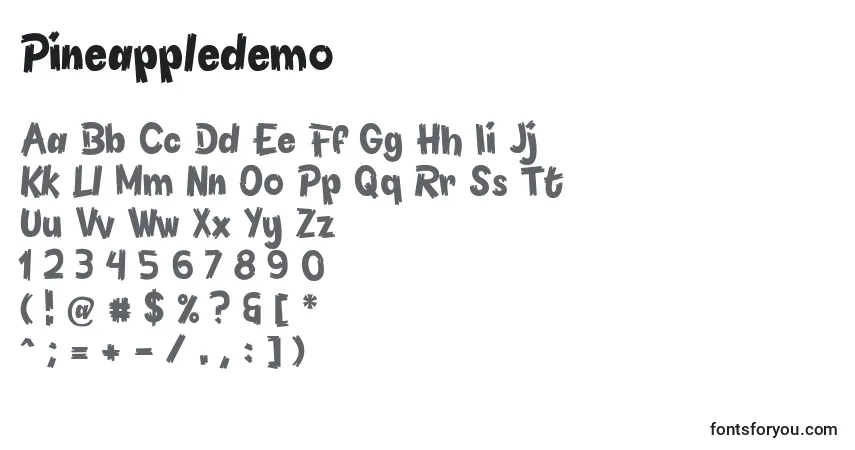Шрифт Pineappledemo – алфавит, цифры, специальные символы