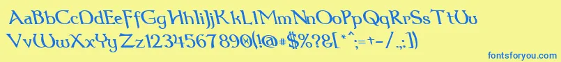 Dum3reit Font – Blue Fonts on Yellow Background