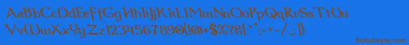Dum3reit-Schriftart – Braune Schriften auf blauem Hintergrund