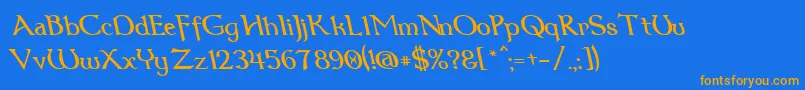 Dum3reit Font – Orange Fonts on Blue Background
