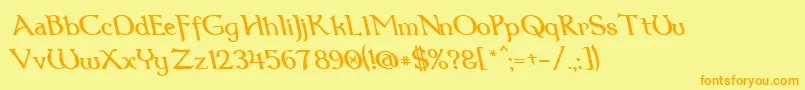 Dum3reit-Schriftart – Orangefarbene Schriften auf gelbem Hintergrund