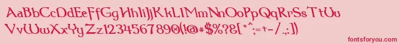 Dum3reit-Schriftart – Rote Schriften auf rosa Hintergrund