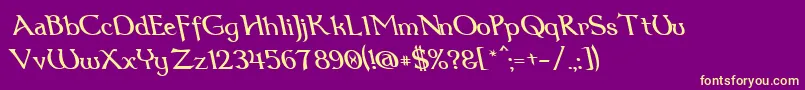 Fonte Dum3reit – fontes amarelas em um fundo roxo