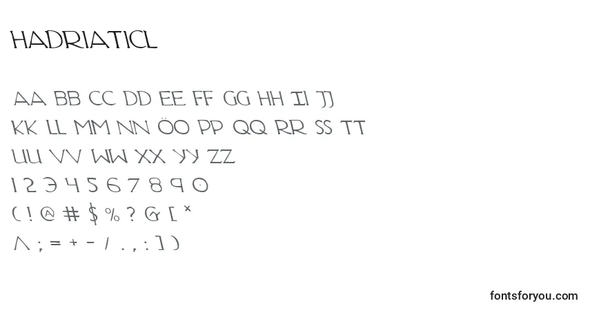 Czcionka Hadriaticl – alfabet, cyfry, specjalne znaki