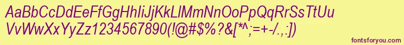 ArialNarrowРљСѓСЂСЃРёРІ Font – Purple Fonts on Yellow Background