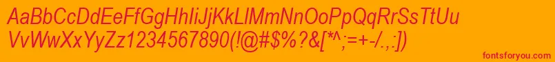 ArialNarrowРљСѓСЂСЃРёРІ-fontti – punaiset fontit oranssilla taustalla