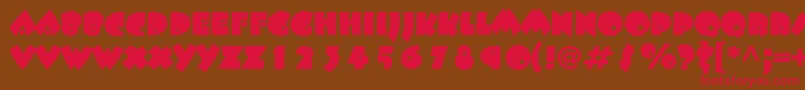 フォントBeeskneesstd – 赤い文字が茶色の背景にあります。