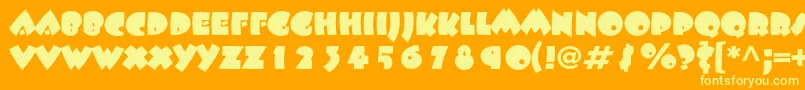 Beeskneesstd-Schriftart – Gelbe Schriften auf orangefarbenem Hintergrund