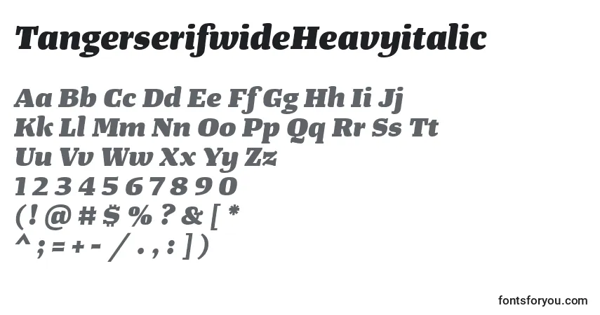 Шрифт TangerserifwideHeavyitalic – алфавит, цифры, специальные символы