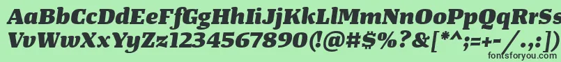 Fonte TangerserifwideHeavyitalic – fontes pretas em um fundo verde