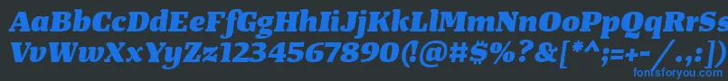 TangerserifwideHeavyitalic Font – Blue Fonts on Black Background