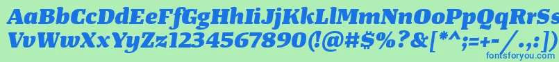 TangerserifwideHeavyitalic Font – Blue Fonts on Green Background