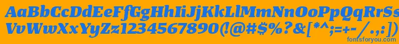 TangerserifwideHeavyitalic Font – Blue Fonts on Orange Background