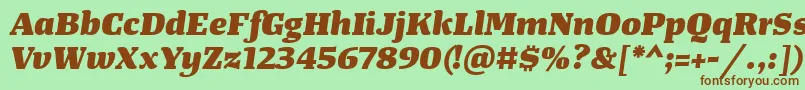 TangerserifwideHeavyitalic Font – Brown Fonts on Green Background