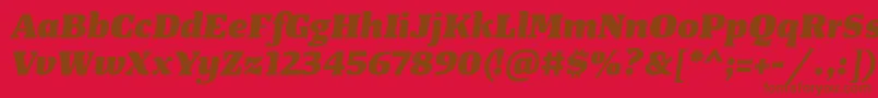 Fonte TangerserifwideHeavyitalic – fontes marrons em um fundo vermelho