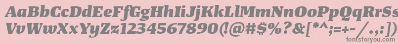 Fonte TangerserifwideHeavyitalic – fontes cinzas em um fundo rosa