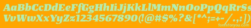 TangerserifwideHeavyitalic Font – Green Fonts on Orange Background