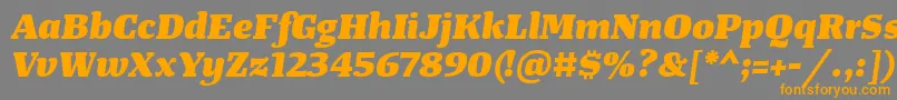 TangerserifwideHeavyitalic-Schriftart – Orangefarbene Schriften auf grauem Hintergrund
