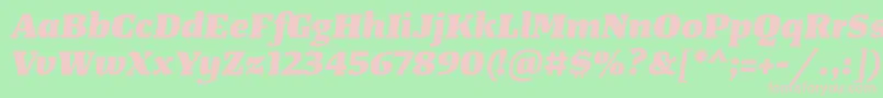 TangerserifwideHeavyitalic Font – Pink Fonts on Green Background