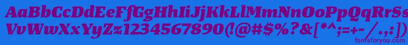 TangerserifwideHeavyitalic Font – Purple Fonts on Blue Background