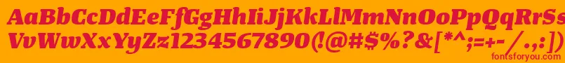 TangerserifwideHeavyitalic Font – Red Fonts on Orange Background
