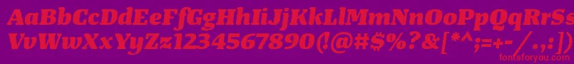 Fonte TangerserifwideHeavyitalic – fontes vermelhas em um fundo violeta