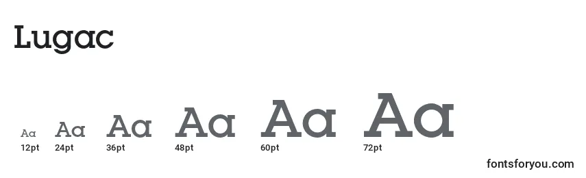 Размеры шрифта Lugac
