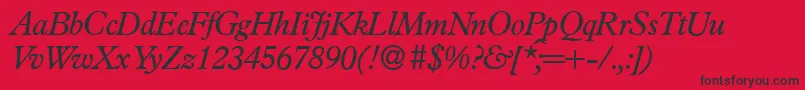 P761RomanItalic Font – Black Fonts on Red Background