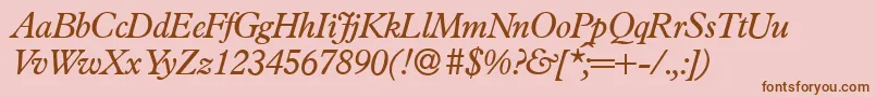 Fonte P761RomanItalic – fontes marrons em um fundo rosa