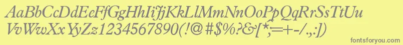 Saiba mais sobre a fonte P761RomanItalic Fonte P761RomanItalic – fontes cinzas em um fundo amarelo