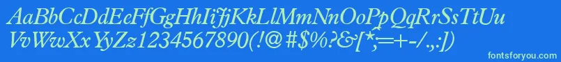 P761RomanItalic Font – Green Fonts on Blue Background